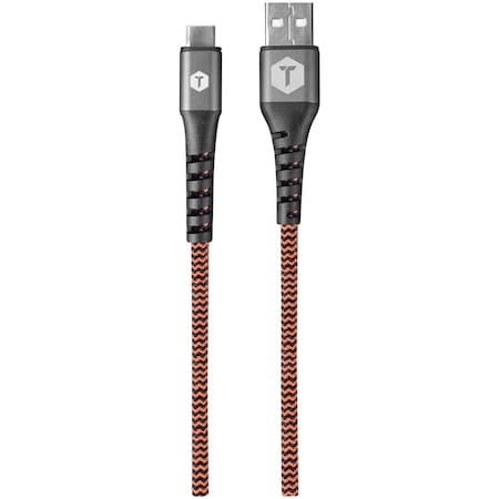 Toughtested Charge & Sync USB-A to USB-C Hi-Speed Braided-Fabric Cable, 6ft TT-FC6-C2A